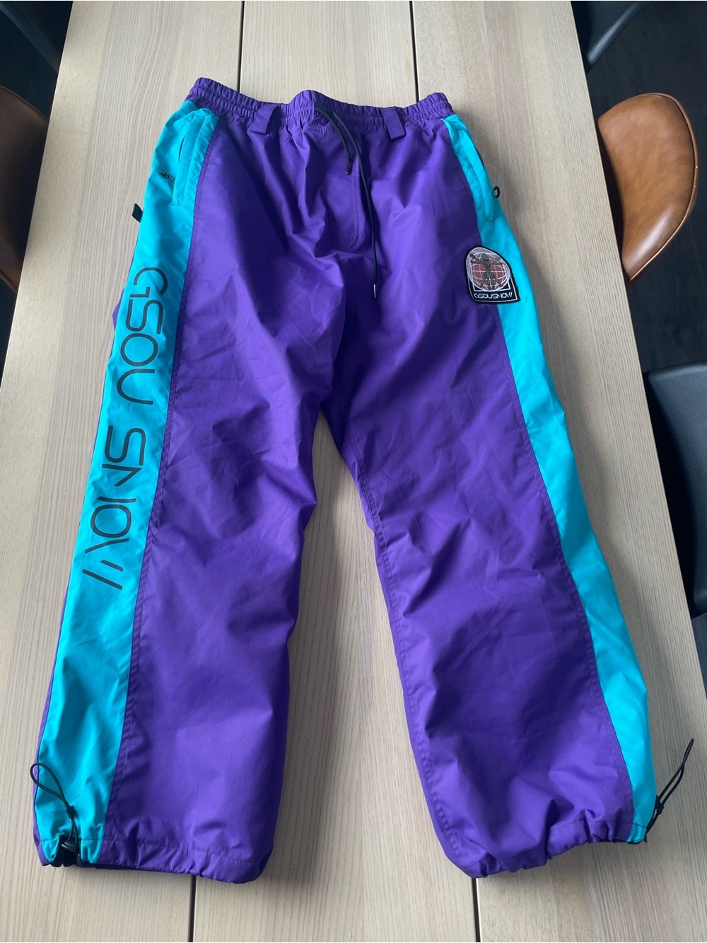GSOU Snow Purple and Teal Colorblock snow pants unisex size xxl, Y2K snow pants
